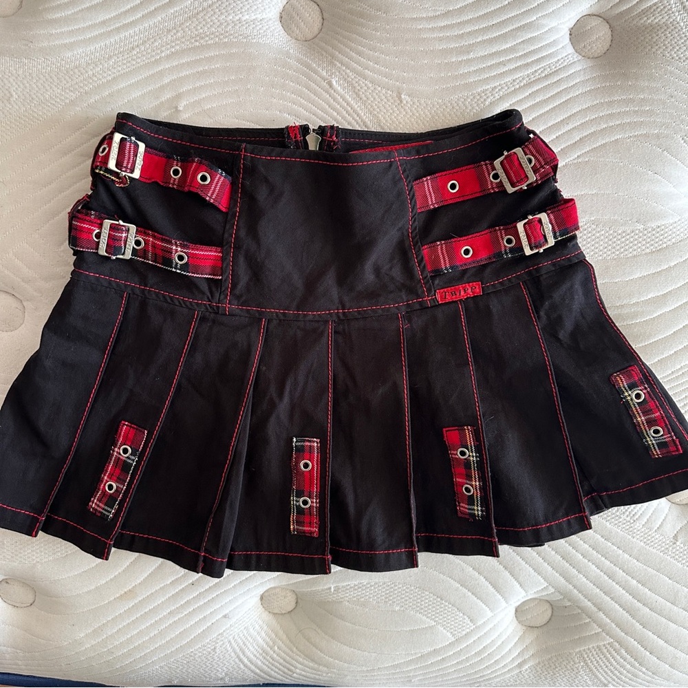 Tripp NYC Black and Red Plaid Mini Skirt